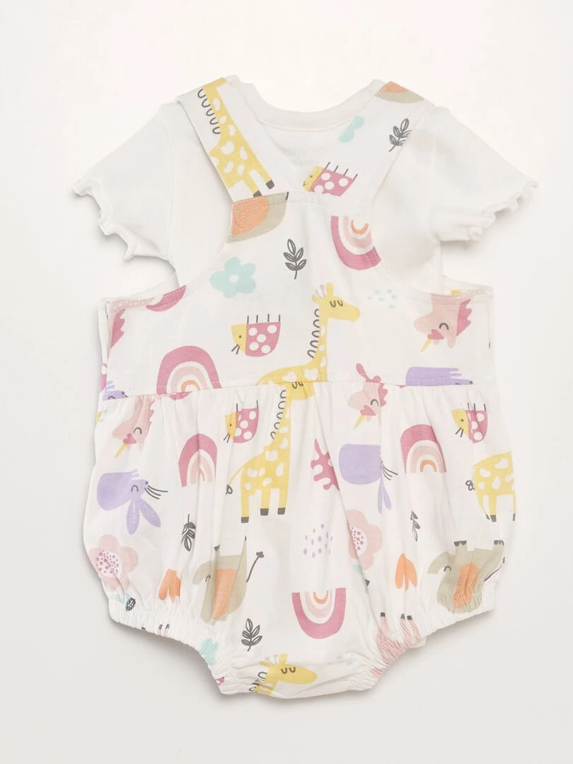 Ensemble bébé barboteuse + body + bandeau   3 pièces   Beige