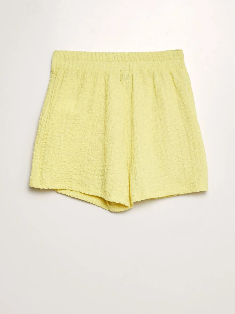 Jupe short en maille gaufrée jaune