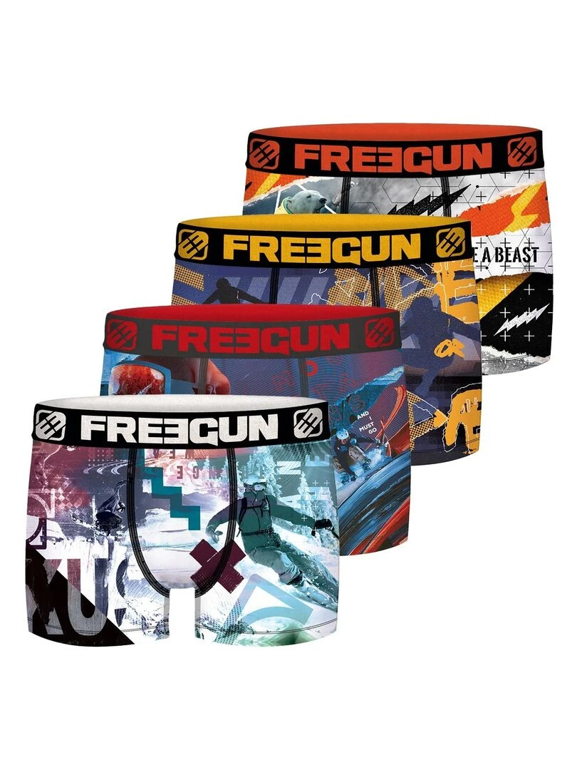 Lot de 4 Boxers garçon Winter Sport Xtrem Freegun Rouge