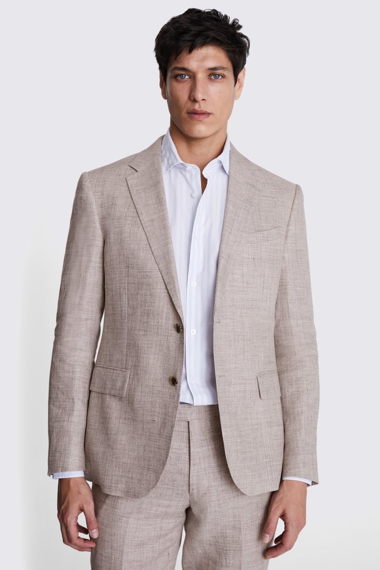 Slim Fit Oatmeal Linen Jacket Buy Online at Moss