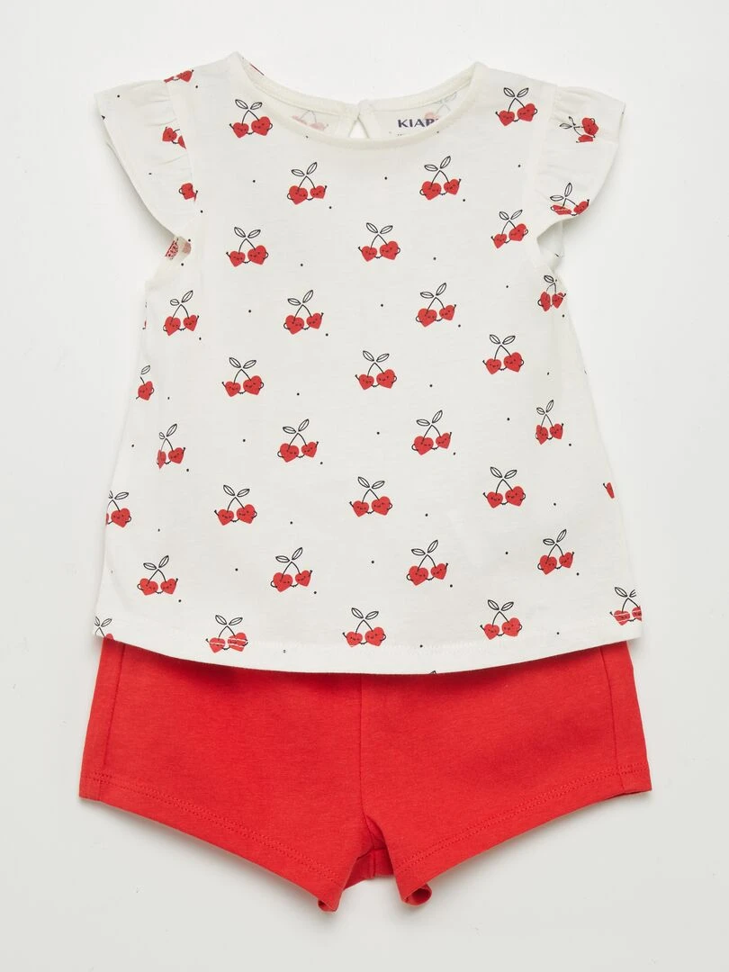 Ensemble t shirt + short imprimé 2 pièces Rouge
