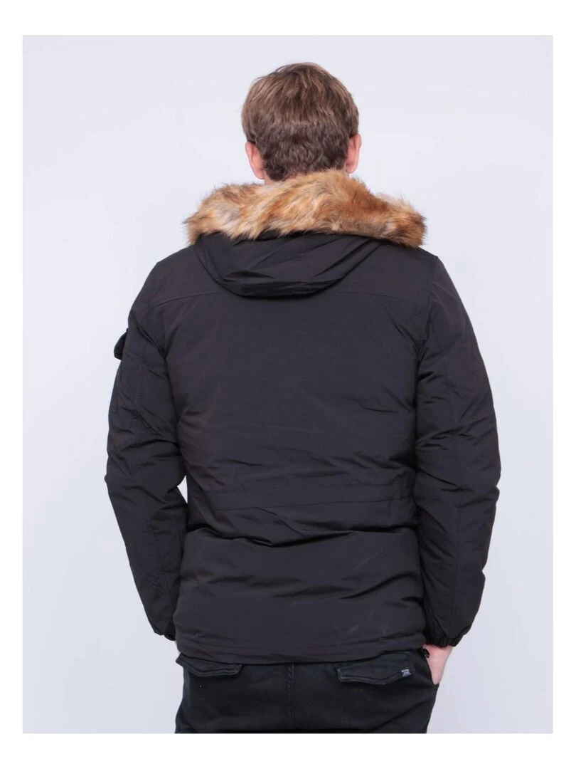 Parka mi longue capuche ZEVKOT Noir
