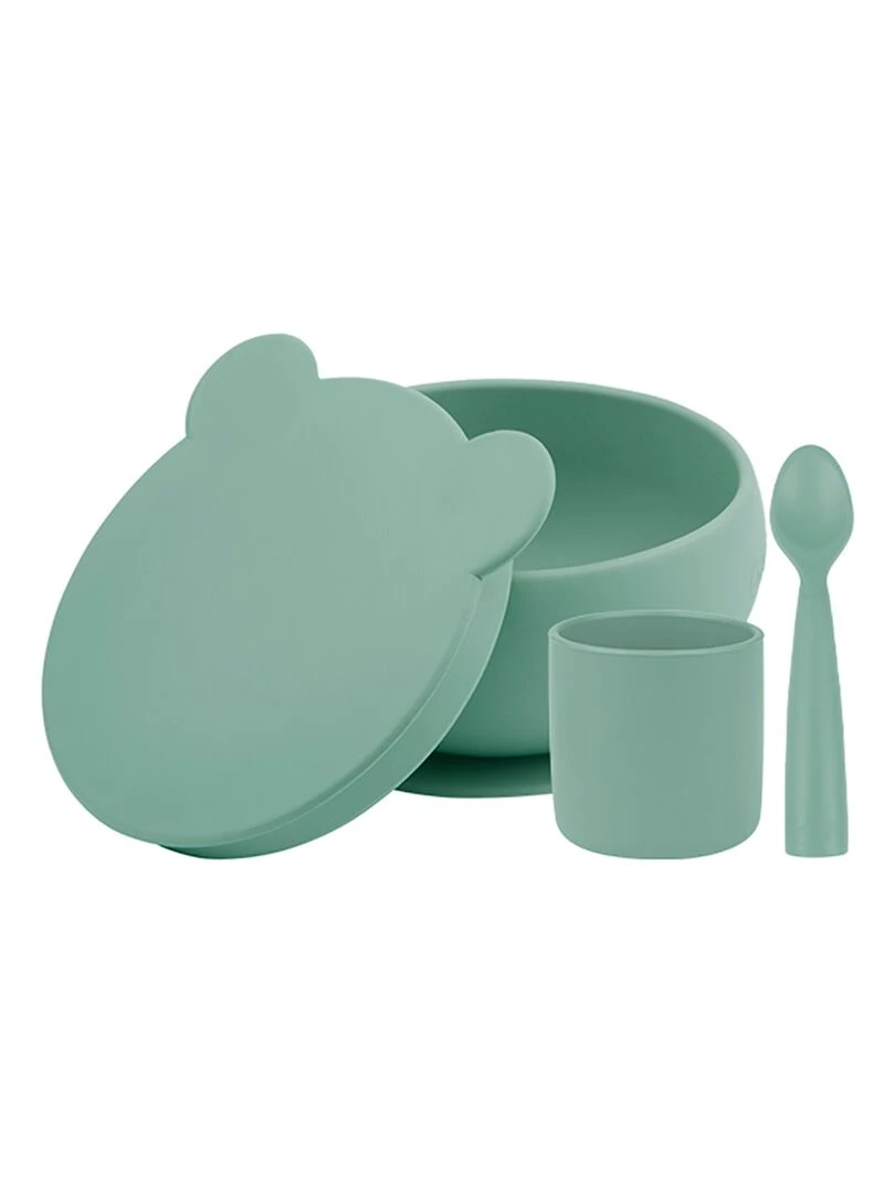 Coffret mes premiers repas Bol Cuillère Gobelet Vert