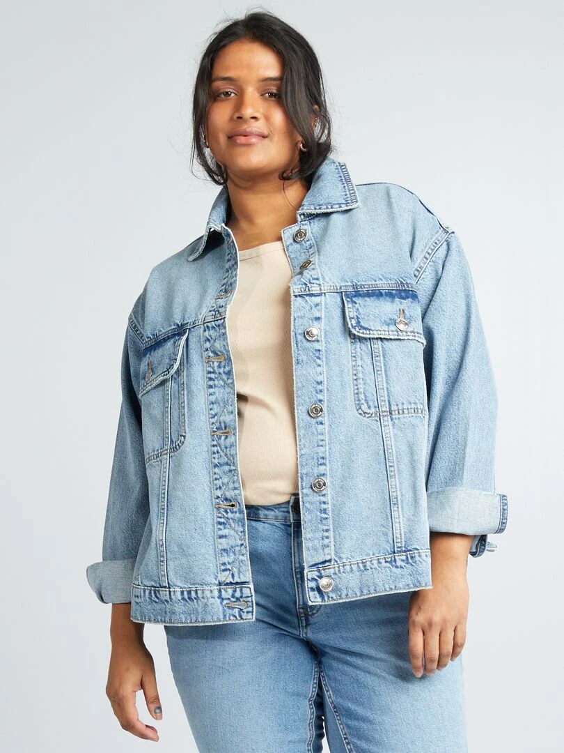 Veste en denim coupe rétro   Triple stone