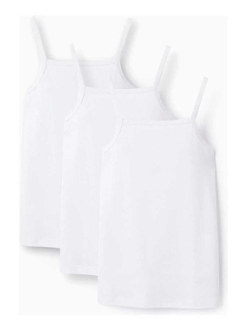 Pack 3 Tops Intérieurs en Coton pour Fille Blanc