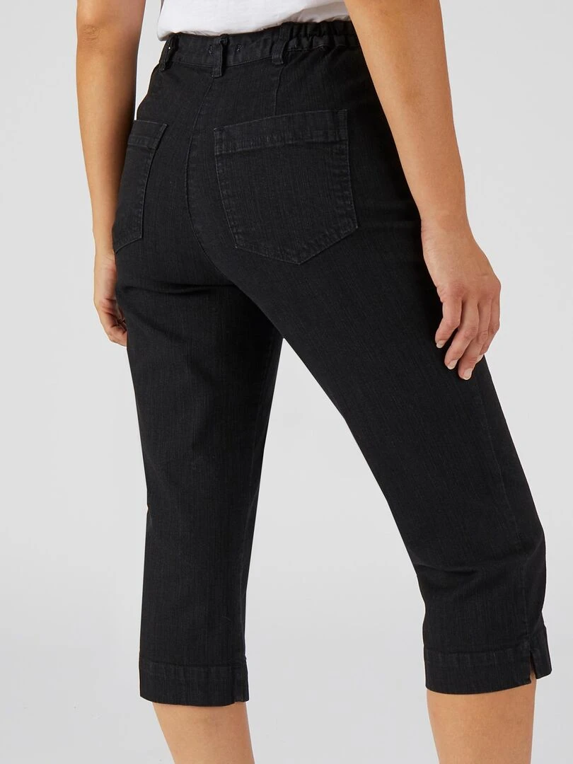 Pantacourt jean extensible 5 poches.   Damart   Noir
