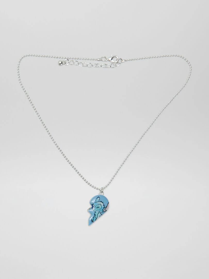 Lot de 2 colliers coeurs 'Stitch'   Bleu