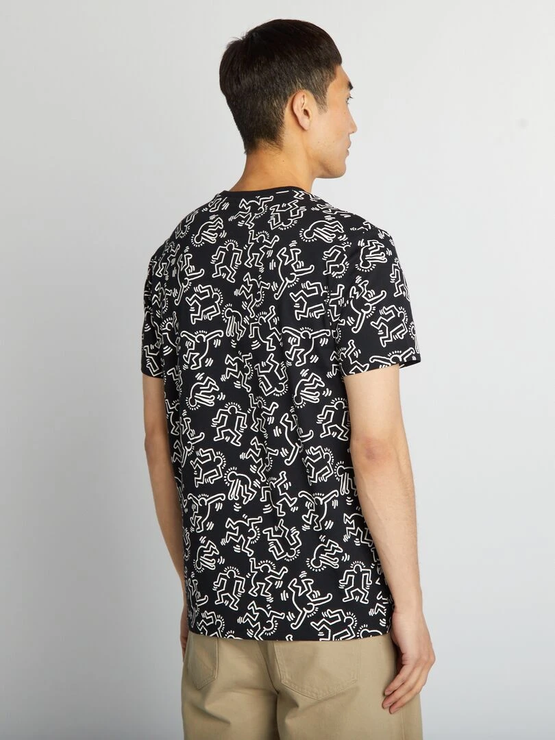 Tee shirt 'Keith Haring' à col rond   noir