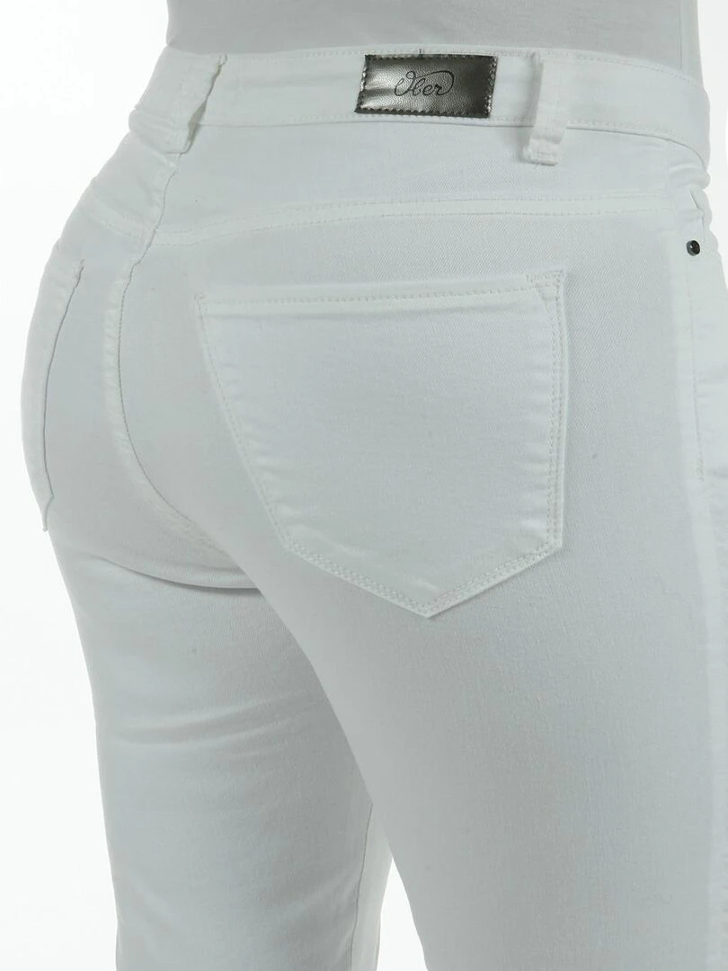 Jeans slim taille haute stretch OBS3 'OBER'   Blanc