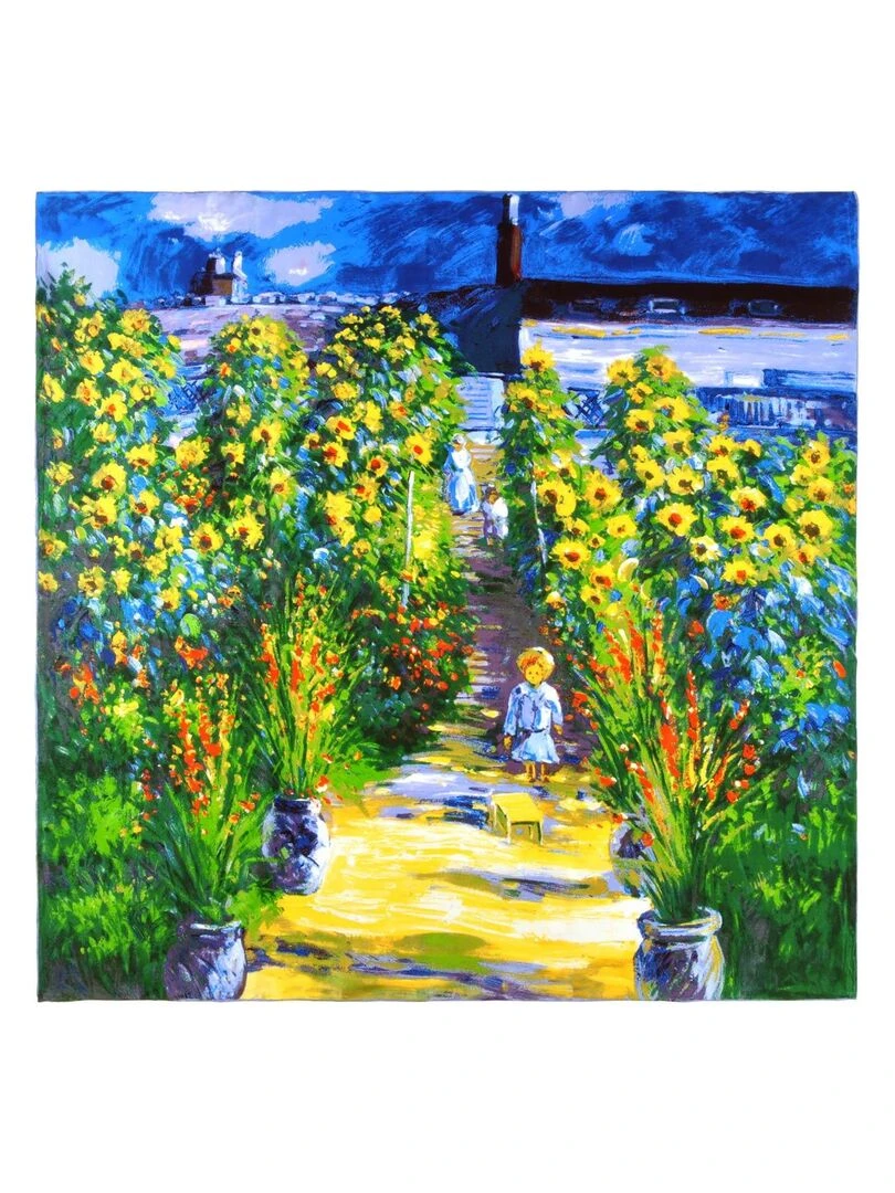 Carré de soie Monet "Jardin de l'artiste à Vetheuil" Multicolore