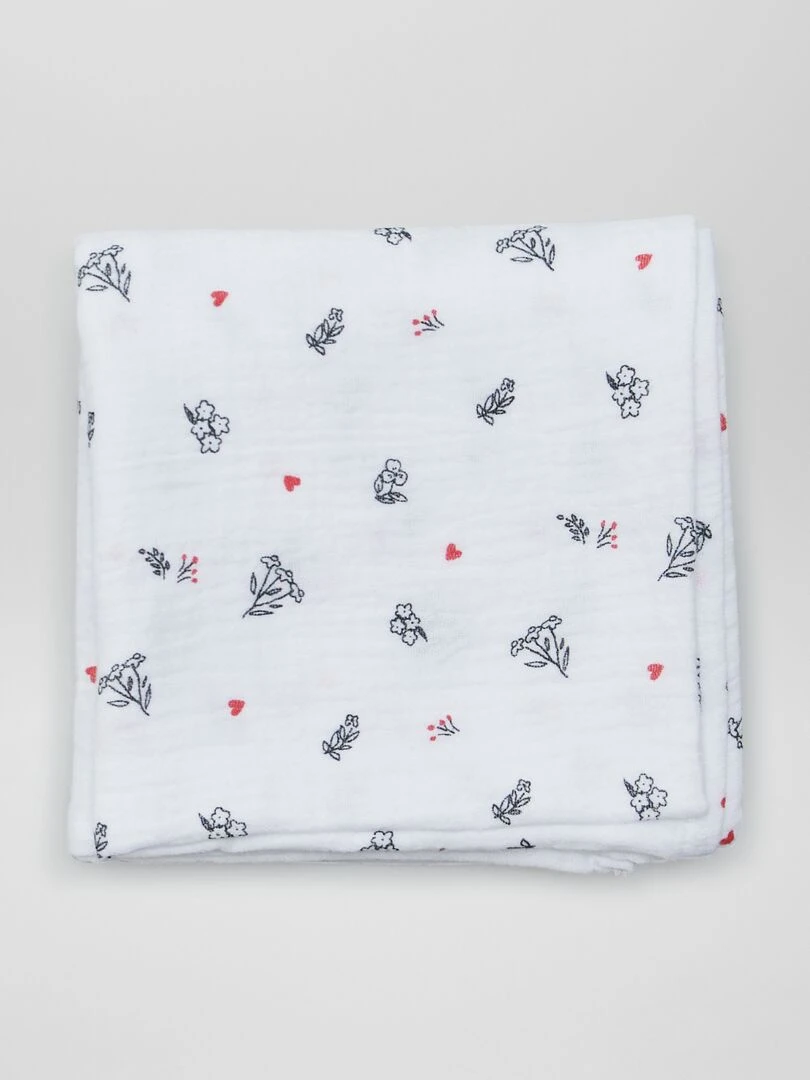 Lot de 3 langes en gaze de coton   Blanc/rouge/rose