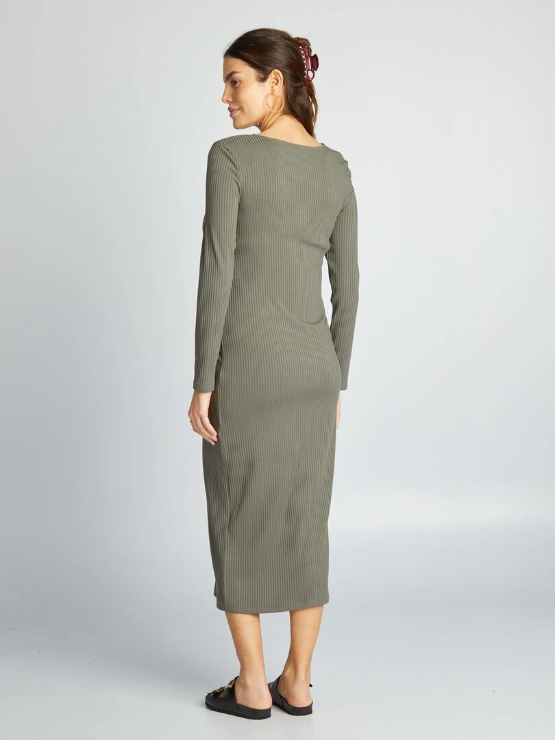 Robe grossesse maille côtelée   Kaki
