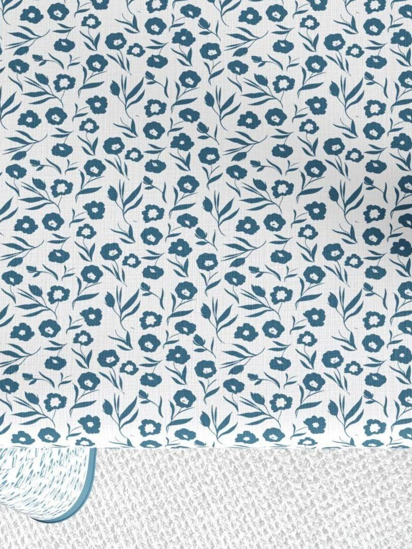 Nappe rectangulaire anti tache en Coton   Fleurs Des Champs Bleu   Bleu