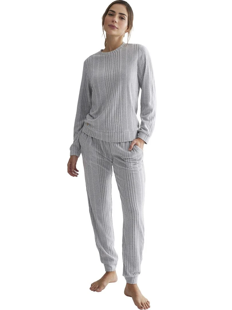 Tenue de détente et intérieur pyjama pantalon haut Basica Gris clair