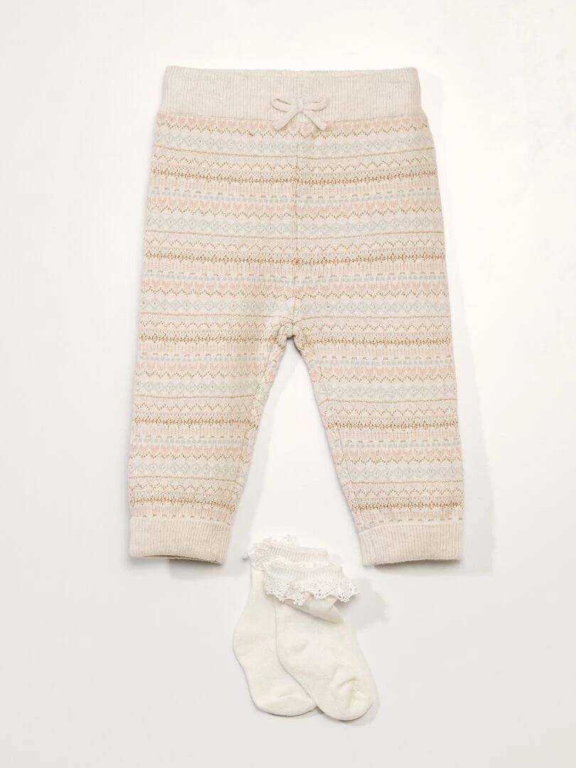 Legging long à motif Ecru