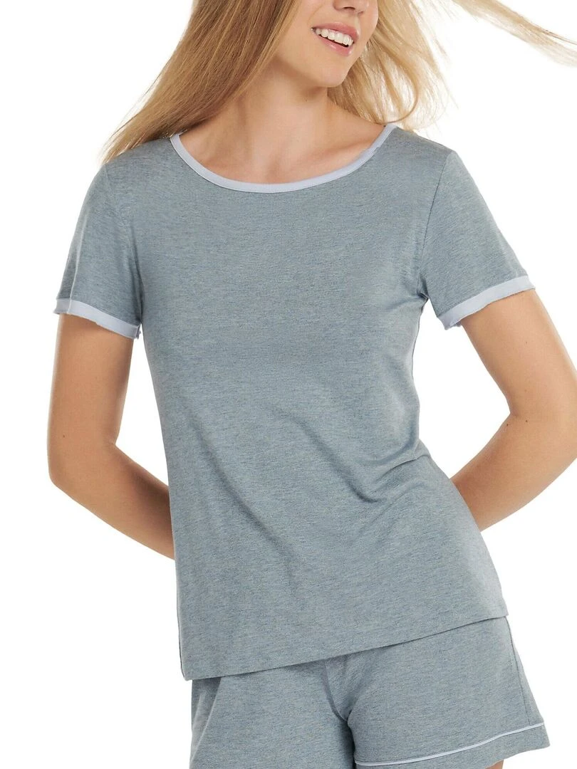 Haut pyjama t shirt manches courtes Laura Gris