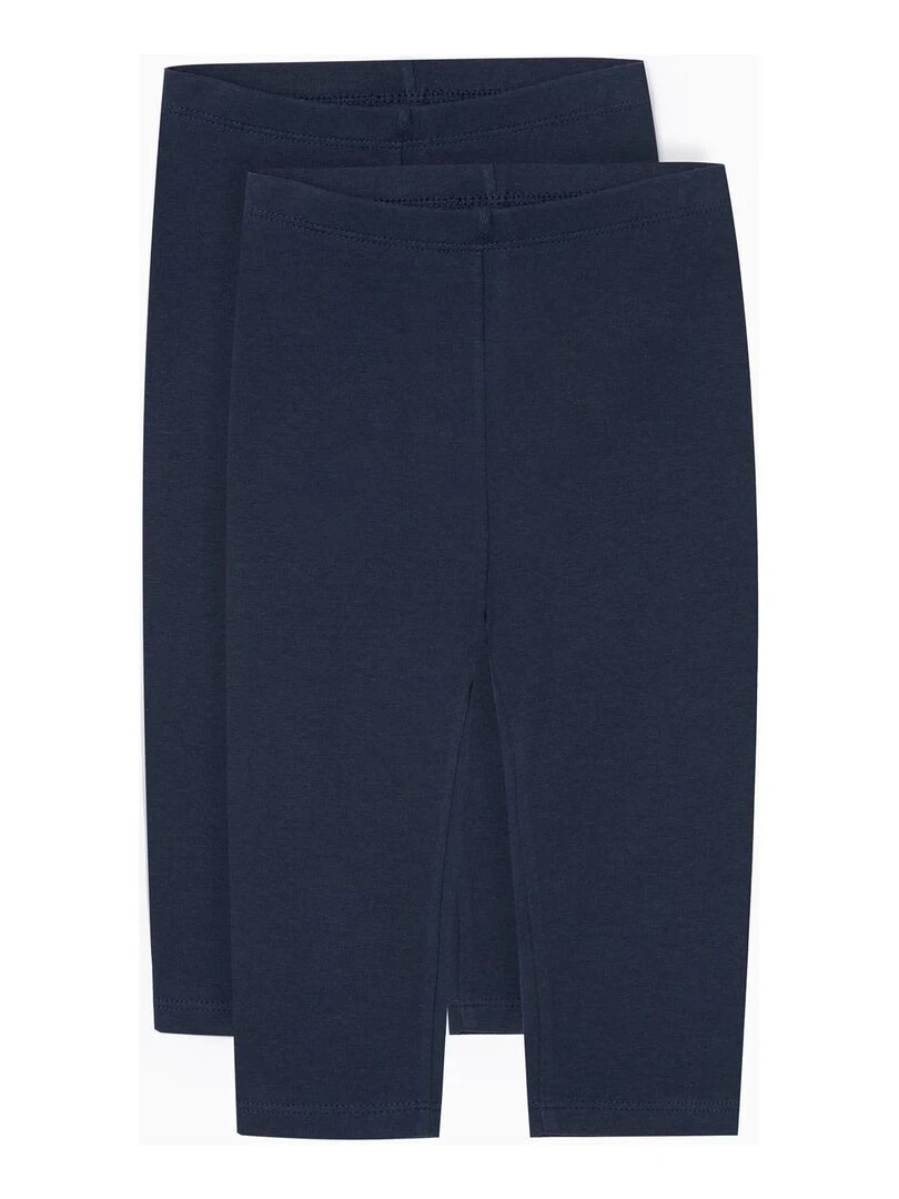 2 Leggings en Coton Bébé Fille LAND OF THE RISING SUN Bleu foncé