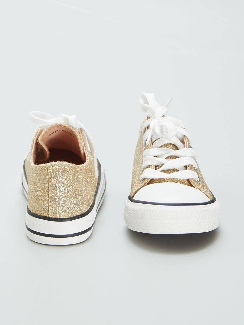 Baskets basses en toile pailletées   Doré