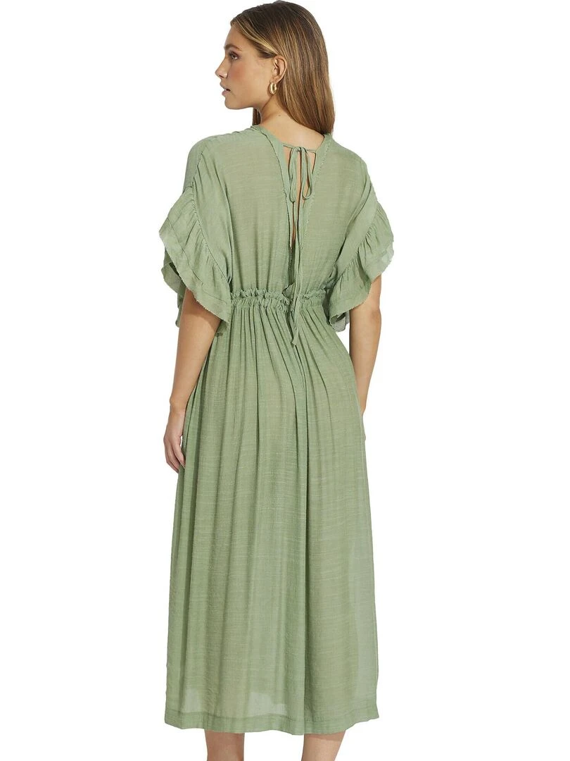 Robe longue estivale à volants Mojito Vert