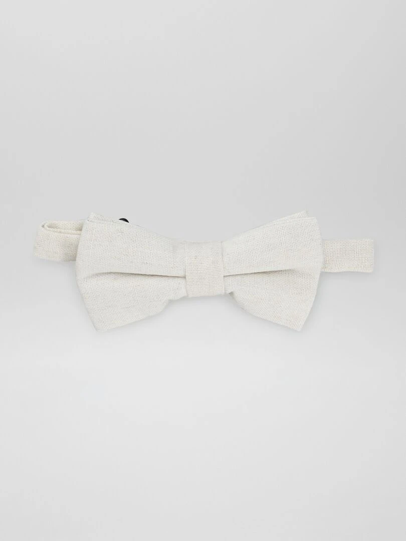 Nœud papillon effet lin Beige