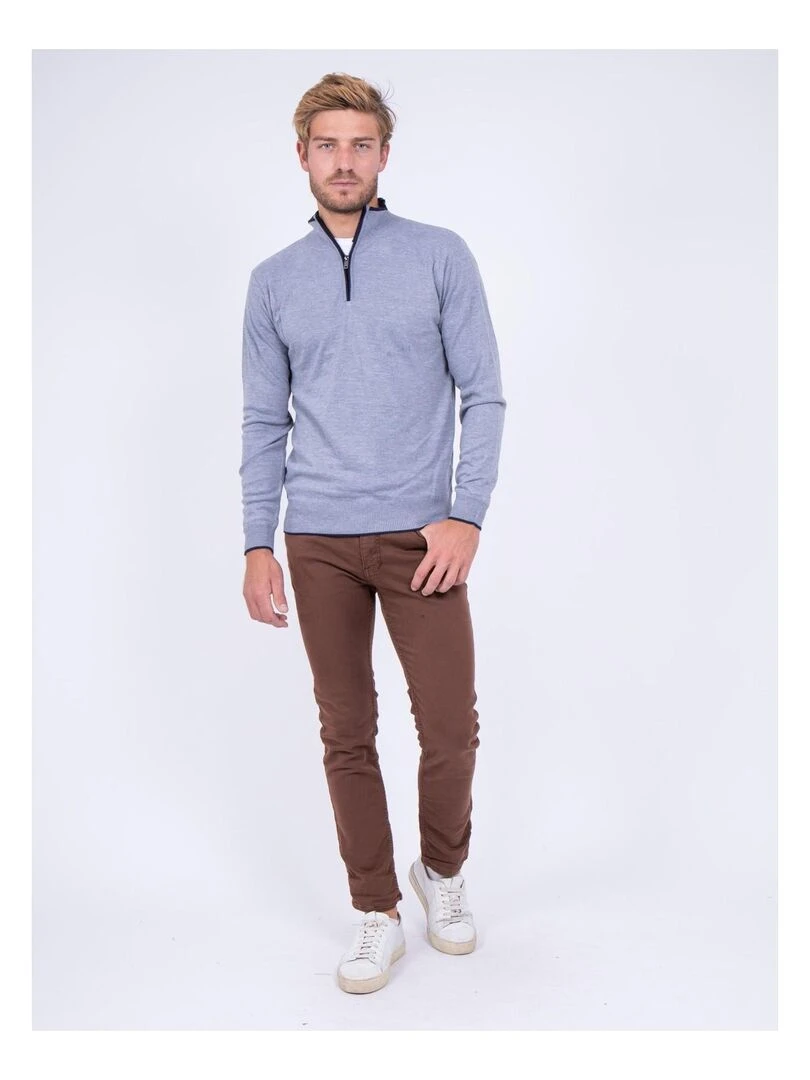 Pull col montant zippé LAOPAUL   Gris