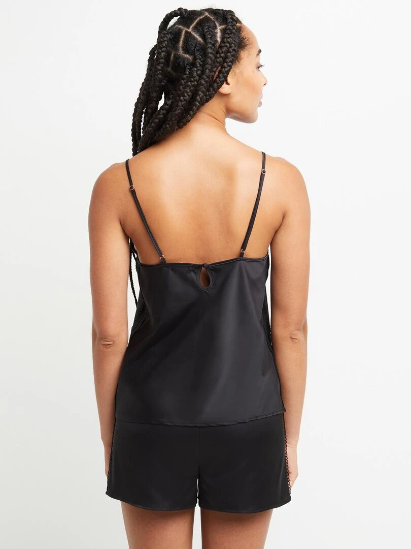 Top satin Chimene RougeGorge Lingerie Noir