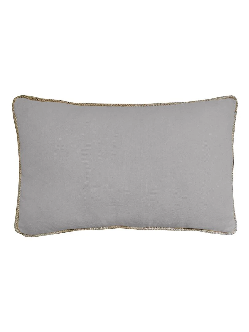 Coussin en coton recyclé avec piping jute 'Deko&co' Gris clair