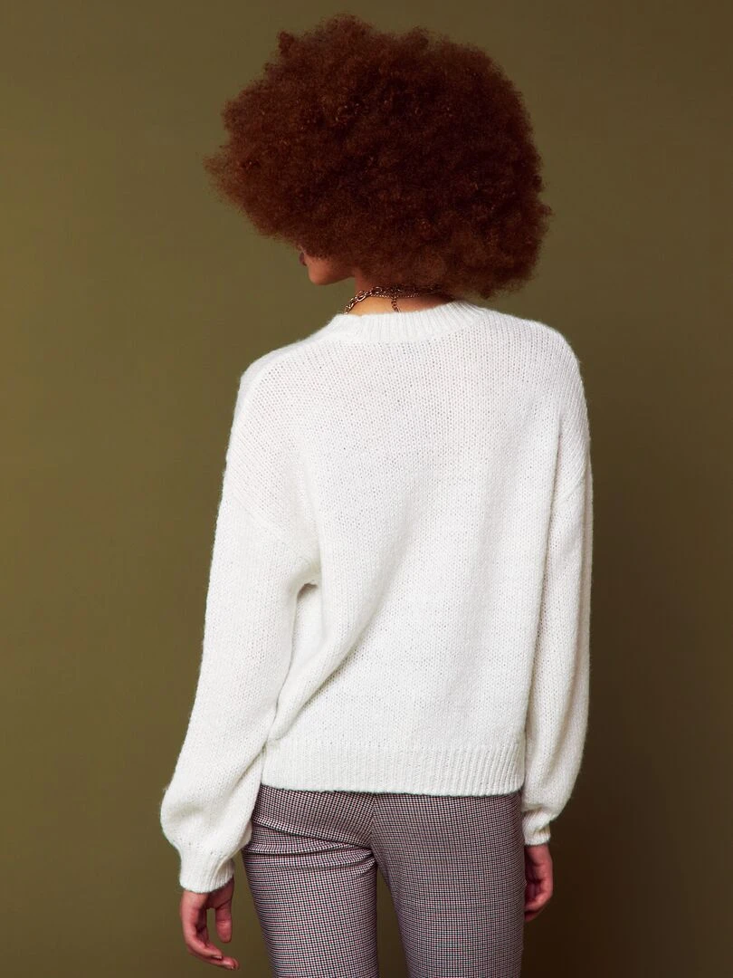 Pull court en maille   Blanc