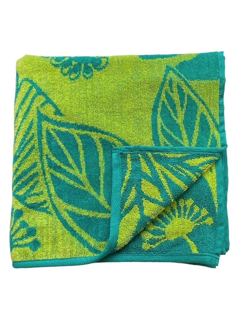 Serviette de plage éponge velours Jacquard Tawana 70x140 400g/m²   Vert anis