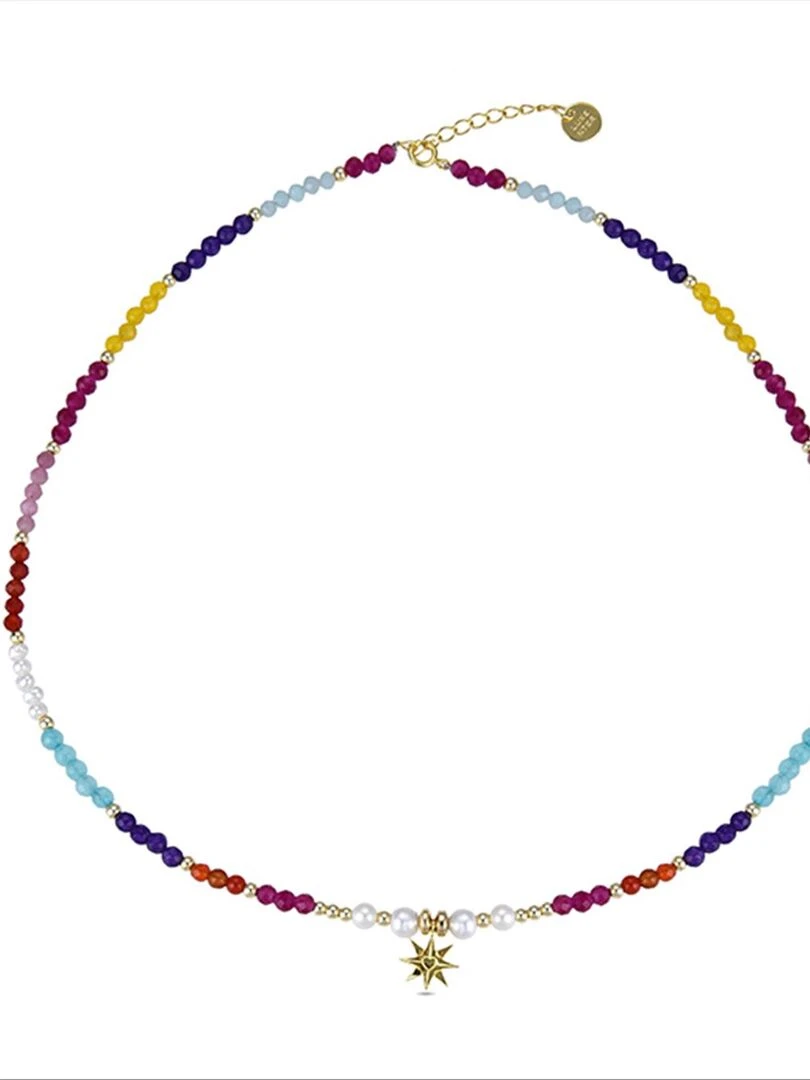 Collier  shasha en argent 925 et cristal multicolore plaqué or 18K   Multicolore