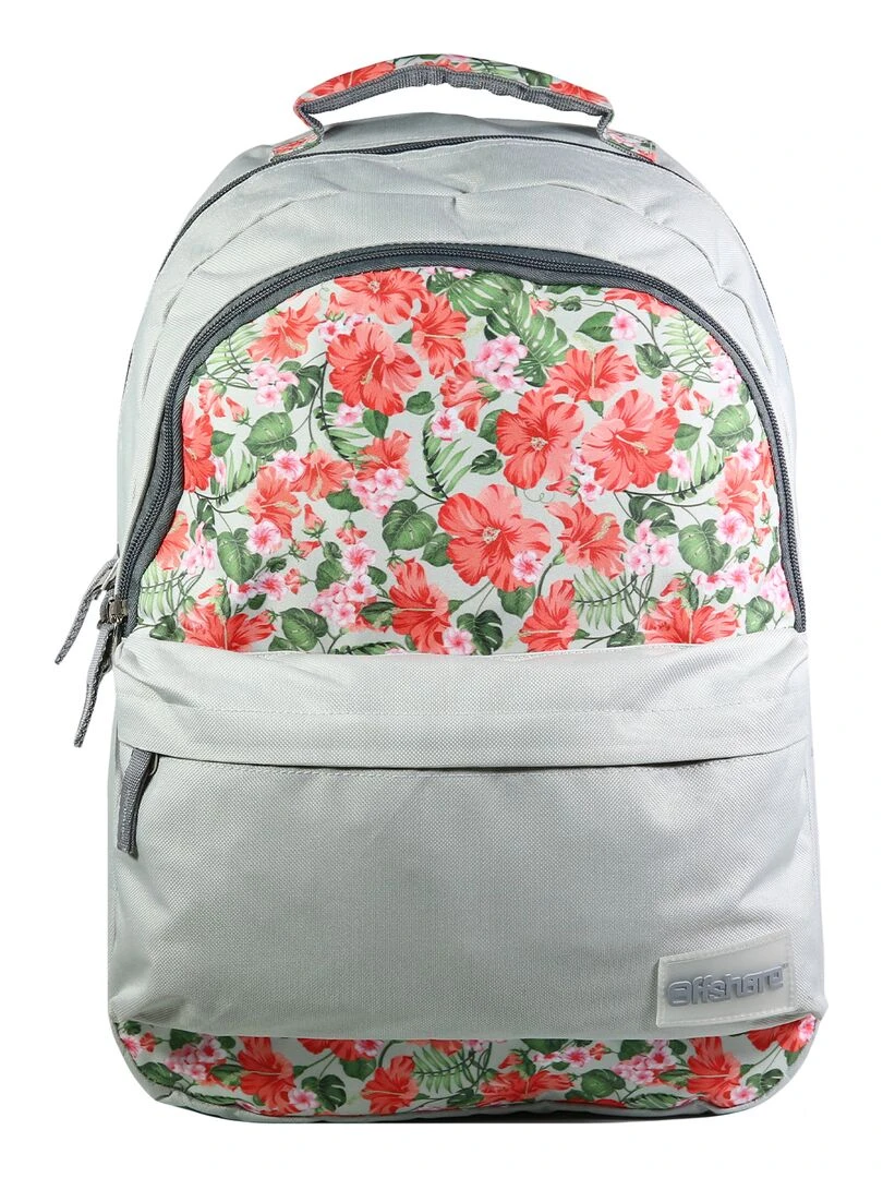 BAGTROTTER Sac à dos 2 compartiments Offshore Gris Fleurs Beige