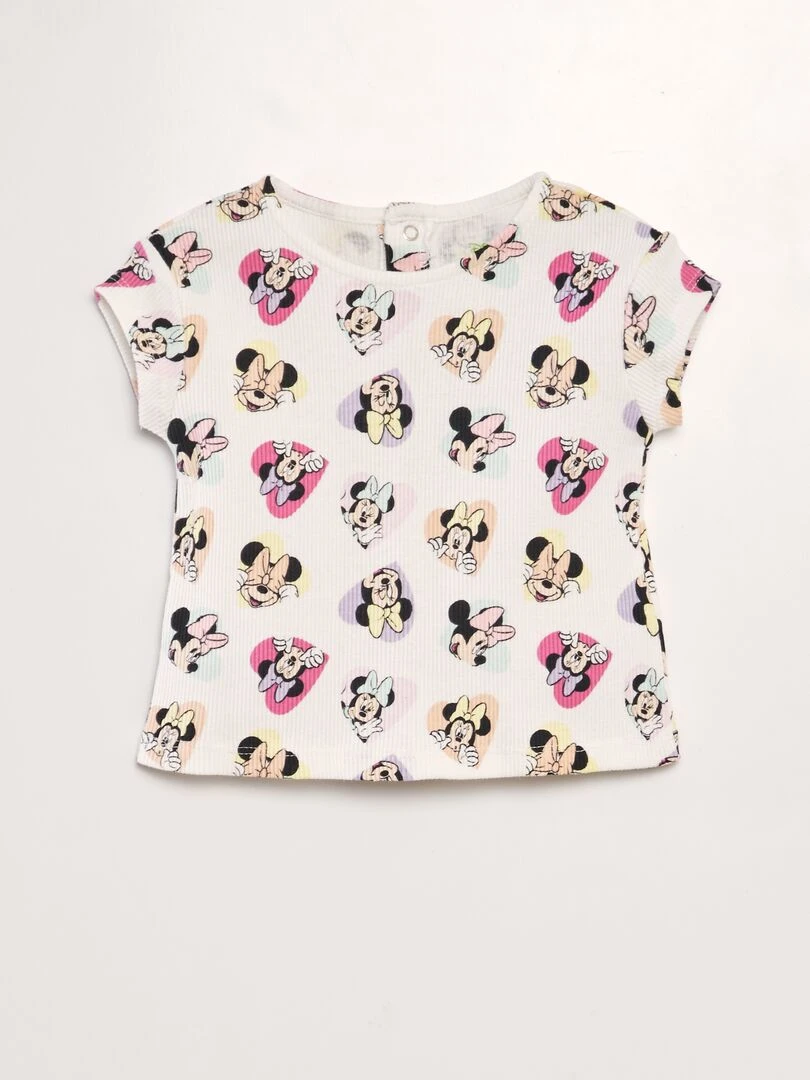 Combishort denim + T shirt imprimé 'Minnie'   2 pièces   Minnie