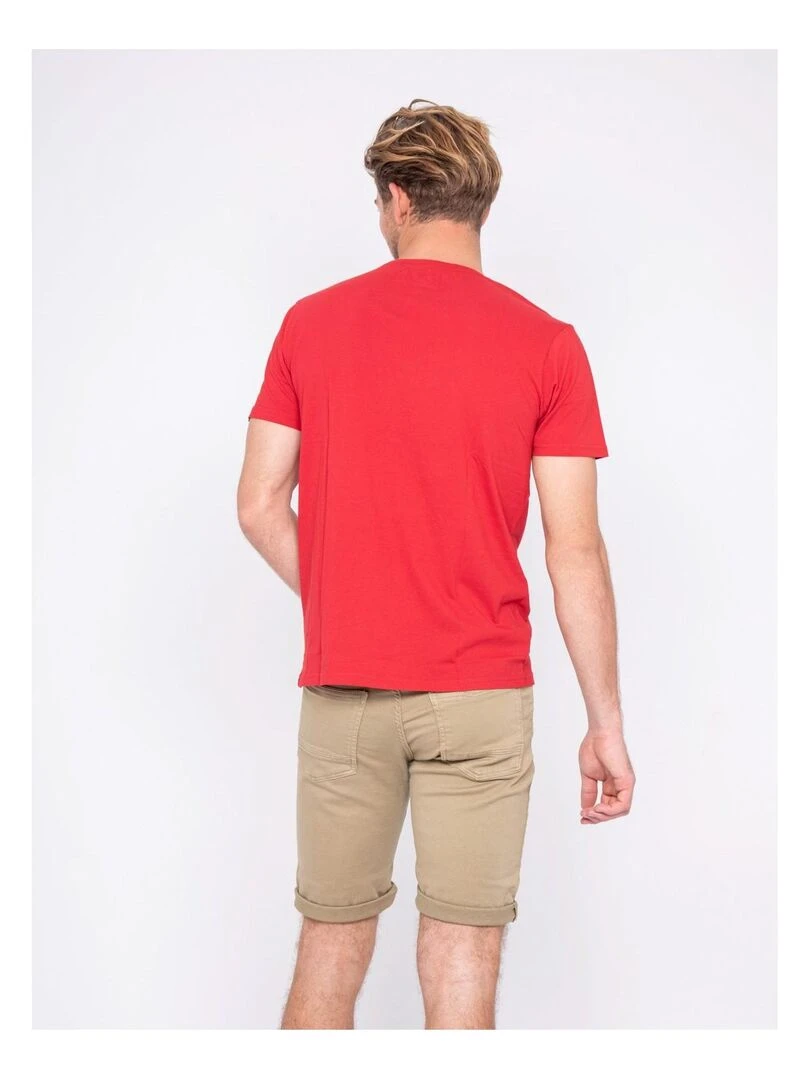 T shirt col rond pur coton NEBULO   Rouge