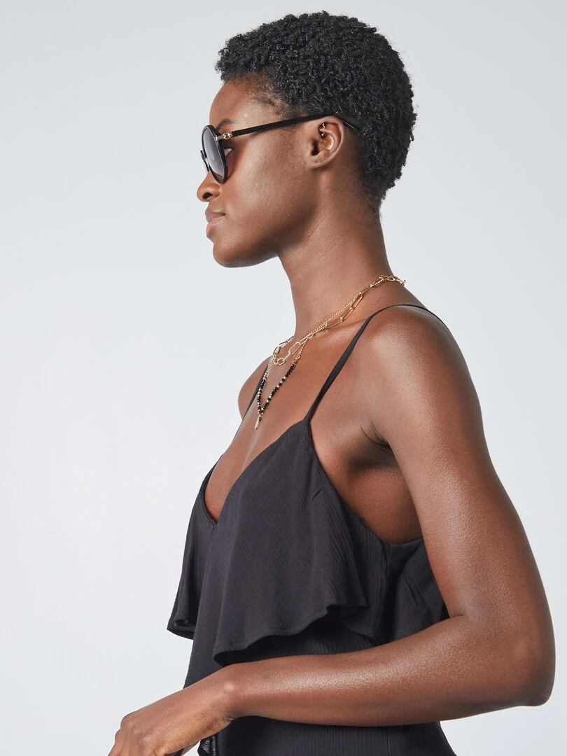 Robe longue à volants   noir