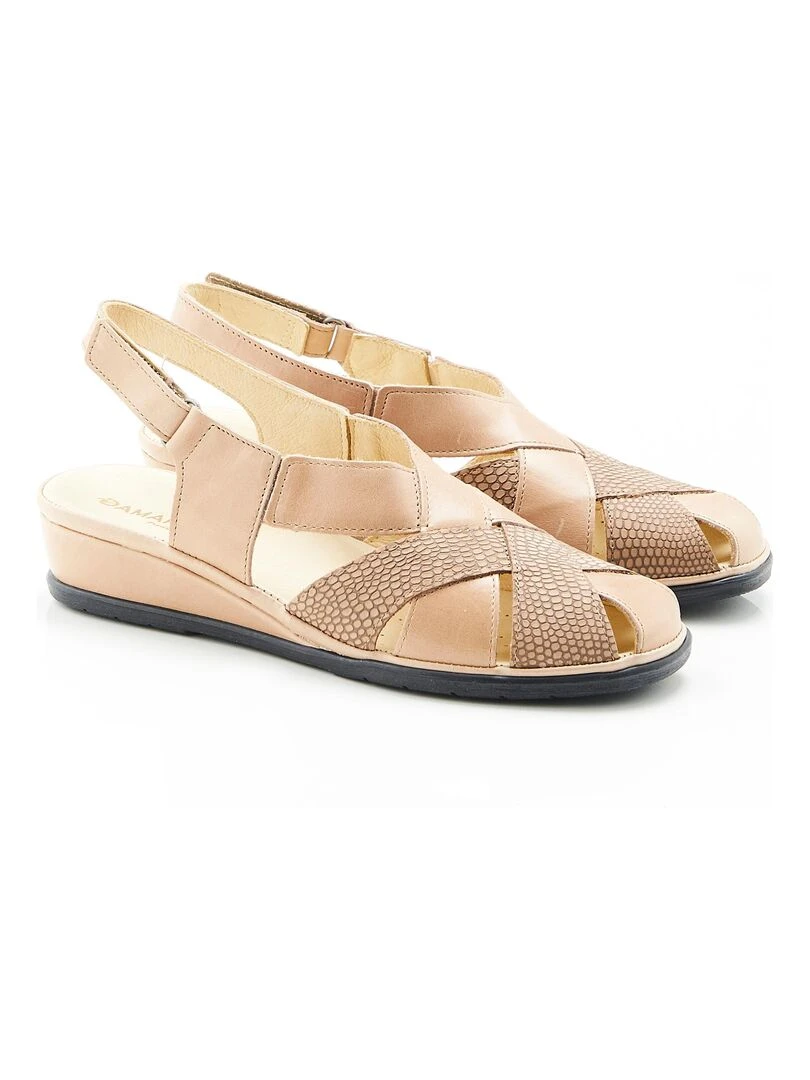 Sandales dessus cuir montage California Damart Taupe