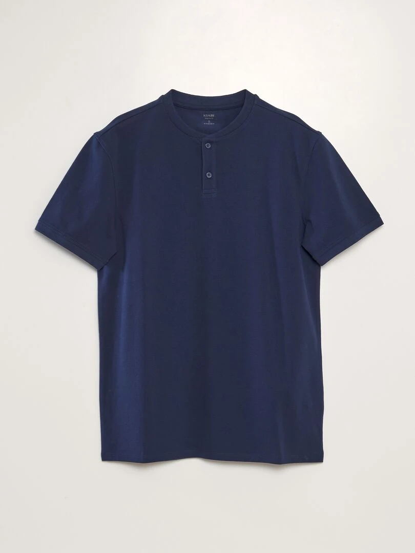 Polo en piqué de coton uni Bleu nuit