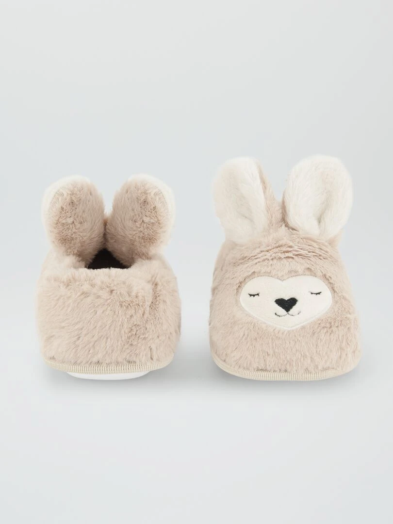 Chaussons doux 'lapins'   Beige