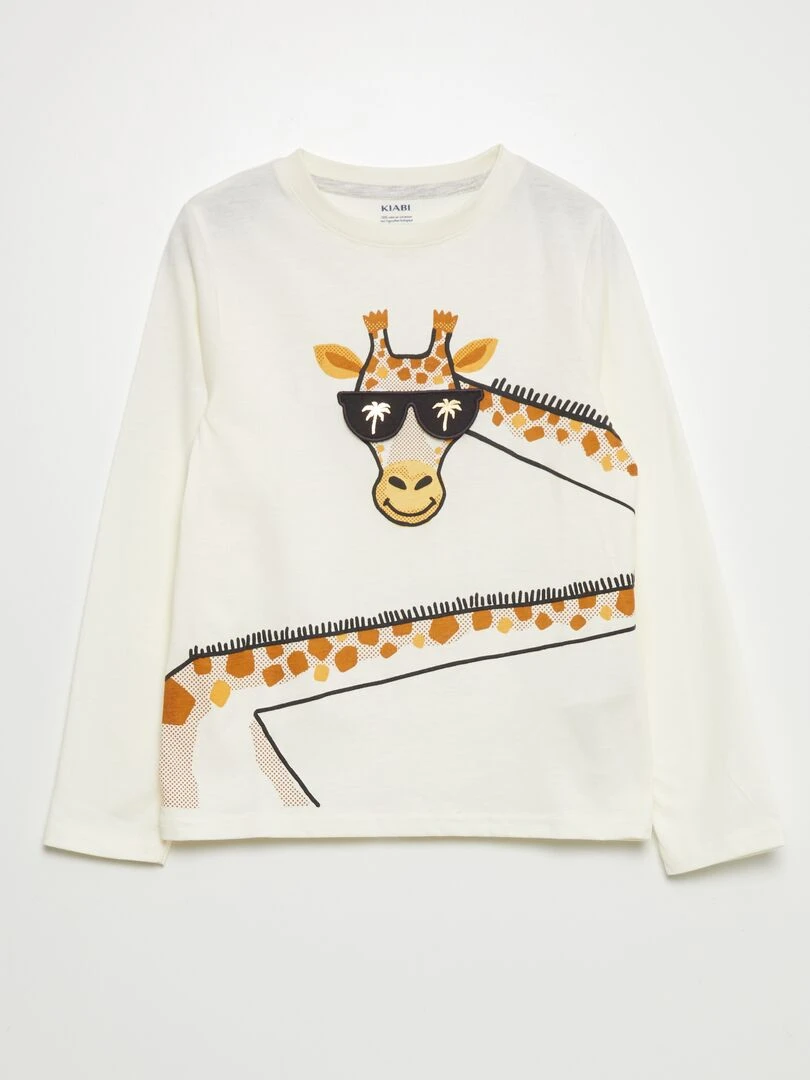 T shirt manches longues avec animation Beige