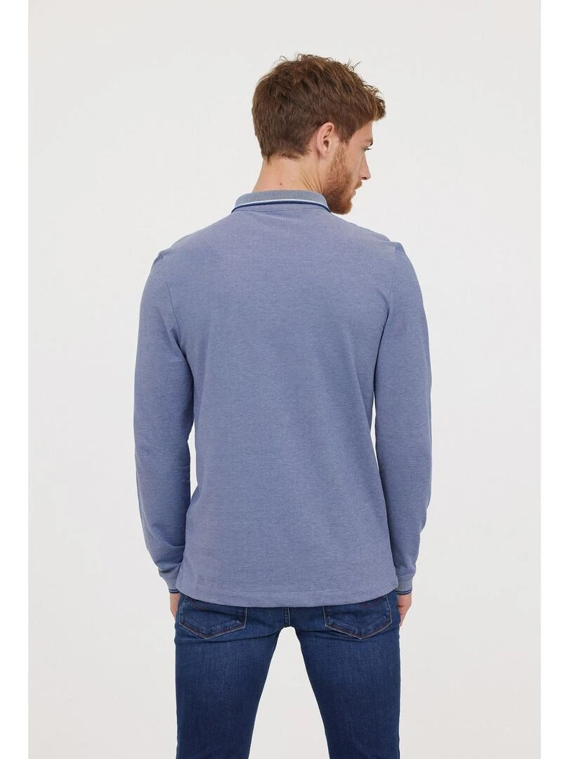 Lee Cooper   Polo manches longues coton regular BUTEA   Blanc Bleu marine