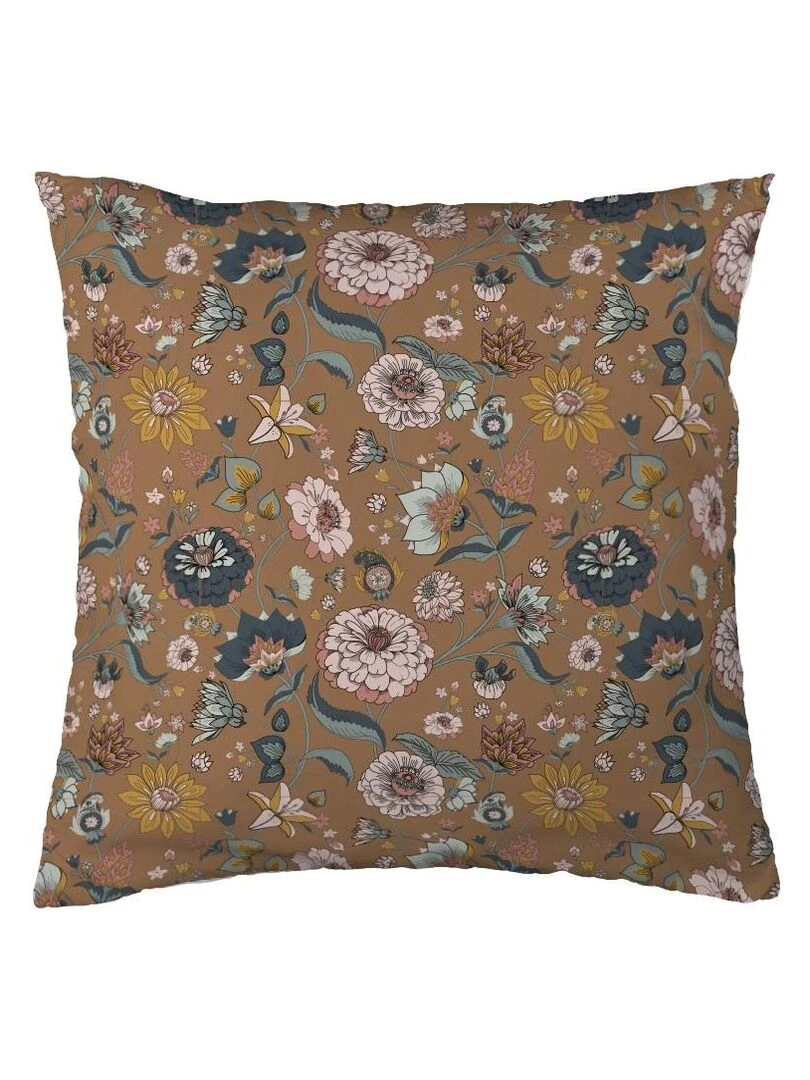 Taie d'oreiller gaze coton Camelia Marron