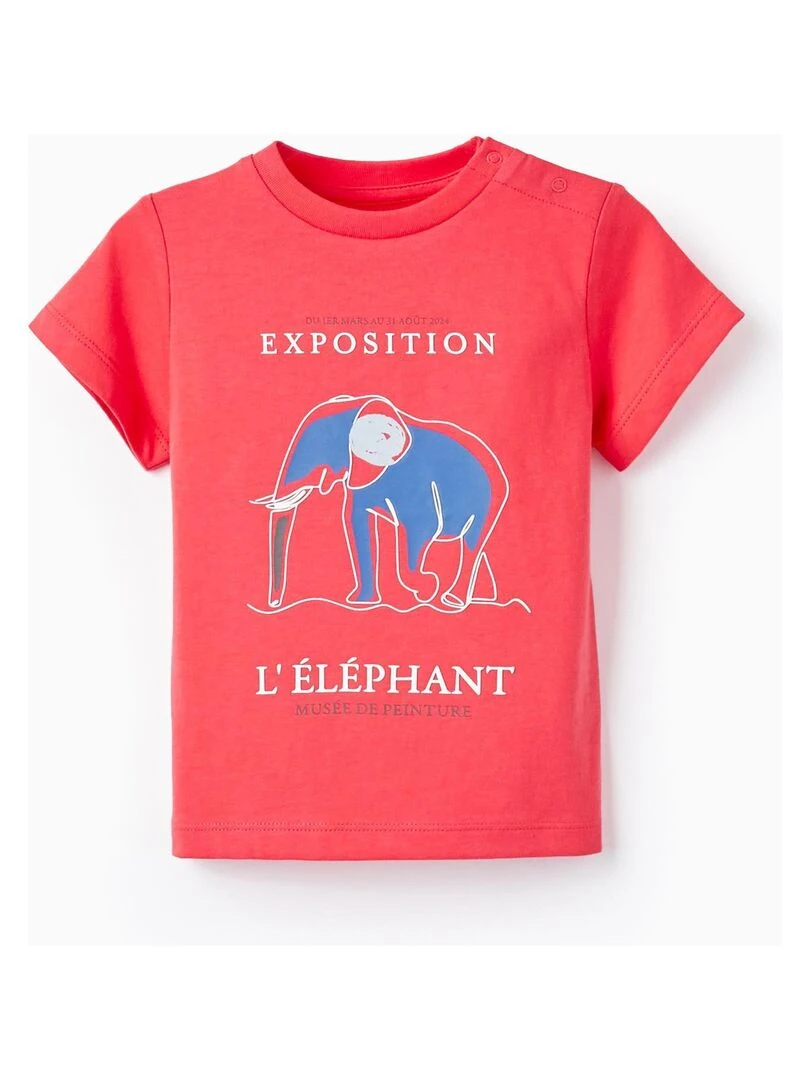 T Shirt De Coton Pour Bébé Garçon 'Éléphant' manches courtes Rouge