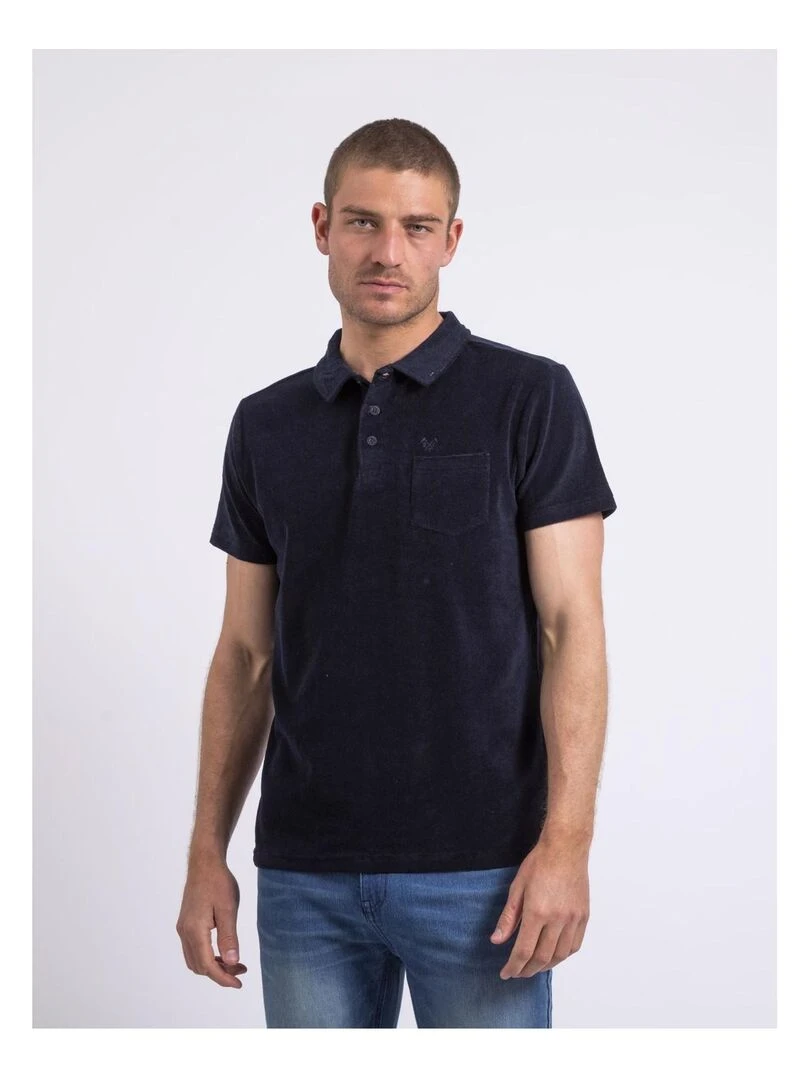 Polo manches courtes éponge PIBARK Bleu marine