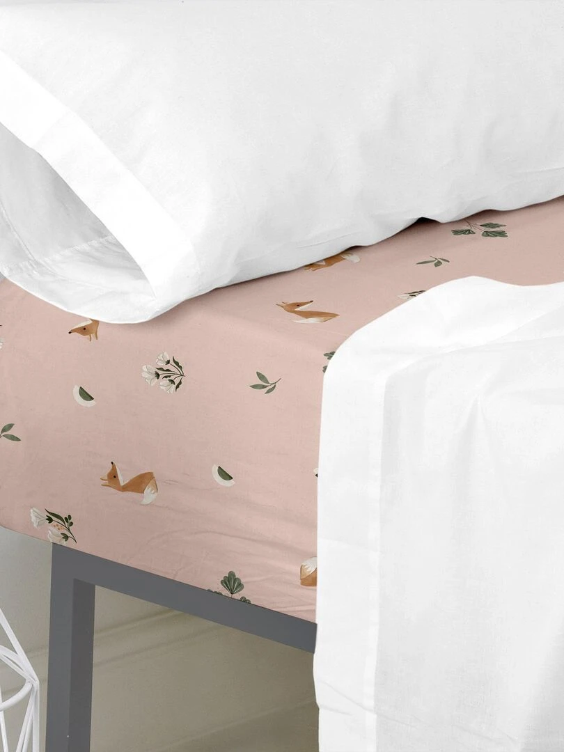 Drap housse Fox forest "Happyfriday"   Blanc