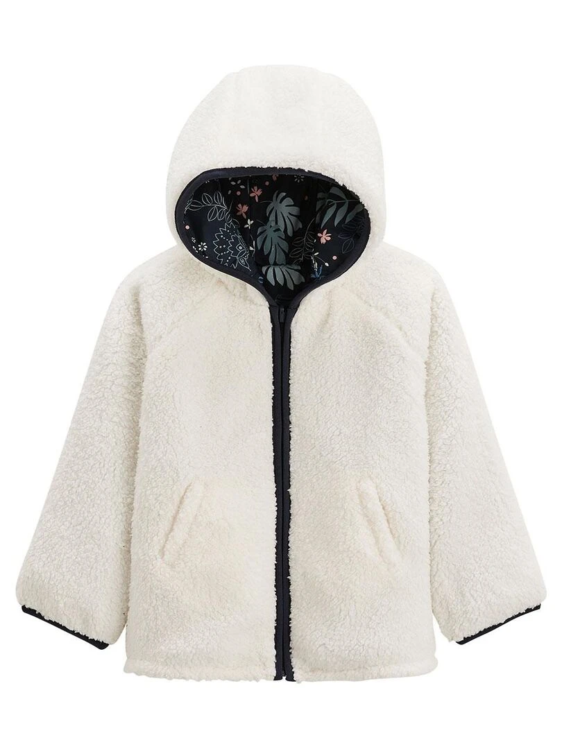Veste à capuche enfant en sherpa réversible Belle de Nuit   Bleu