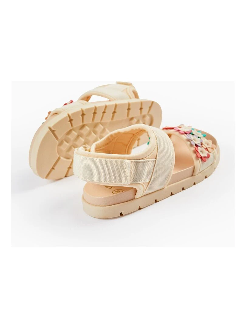 Sandales avec Fleurs pour Bébé Fille  THE WAVE TRIBE   Beige clair