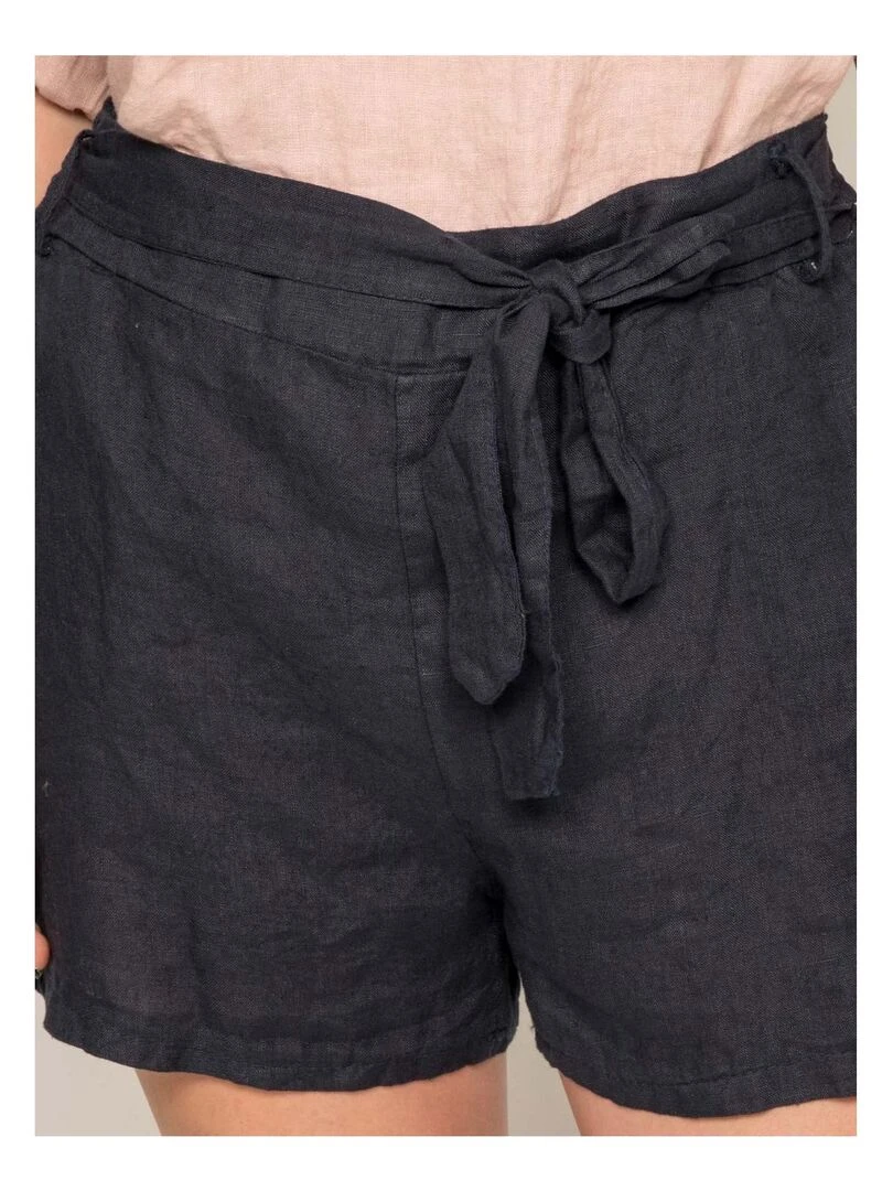 Short pur lin XIN   Bleu marine