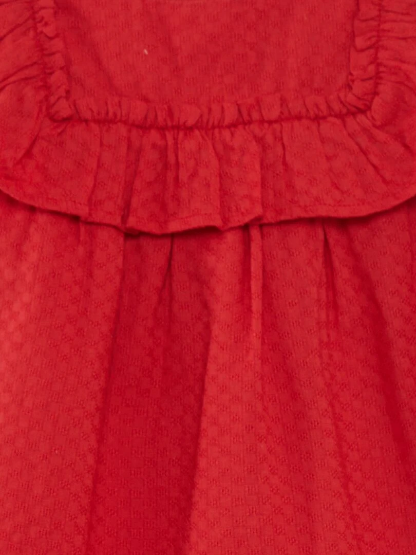 Robe évasée avec volants + culotte assortie   Rouge
