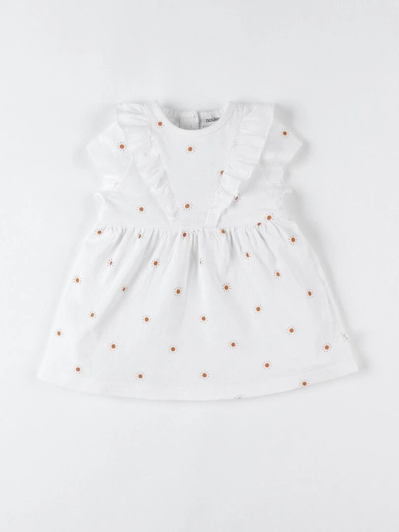 Robe bi matière imprimé soleils  écru/jaune   Noukie's   Beige