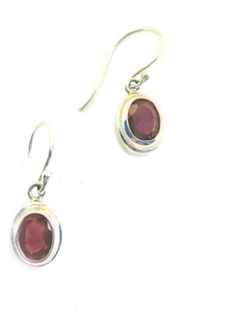 Boucles oreilles argent et grenat  Bijoucolor   Rouge