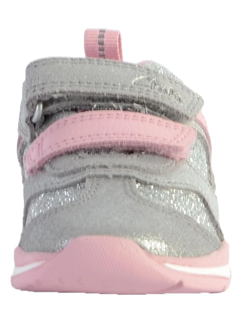 Basket Cuir Clarks Enfant Ferris Run   Gris